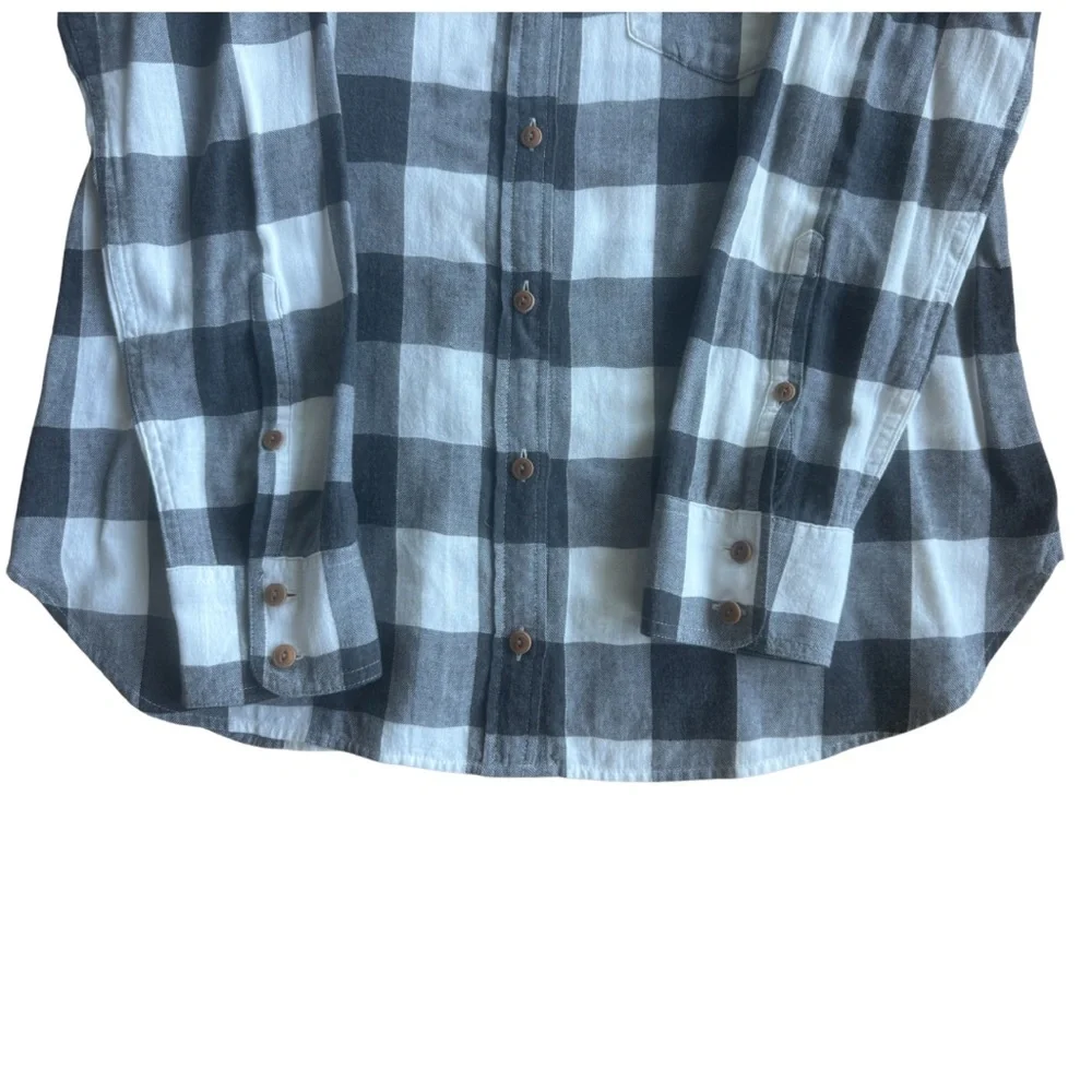 J. Crew Black White Plaid Button Shirt 6 medium flannel boy fit cotton stretch